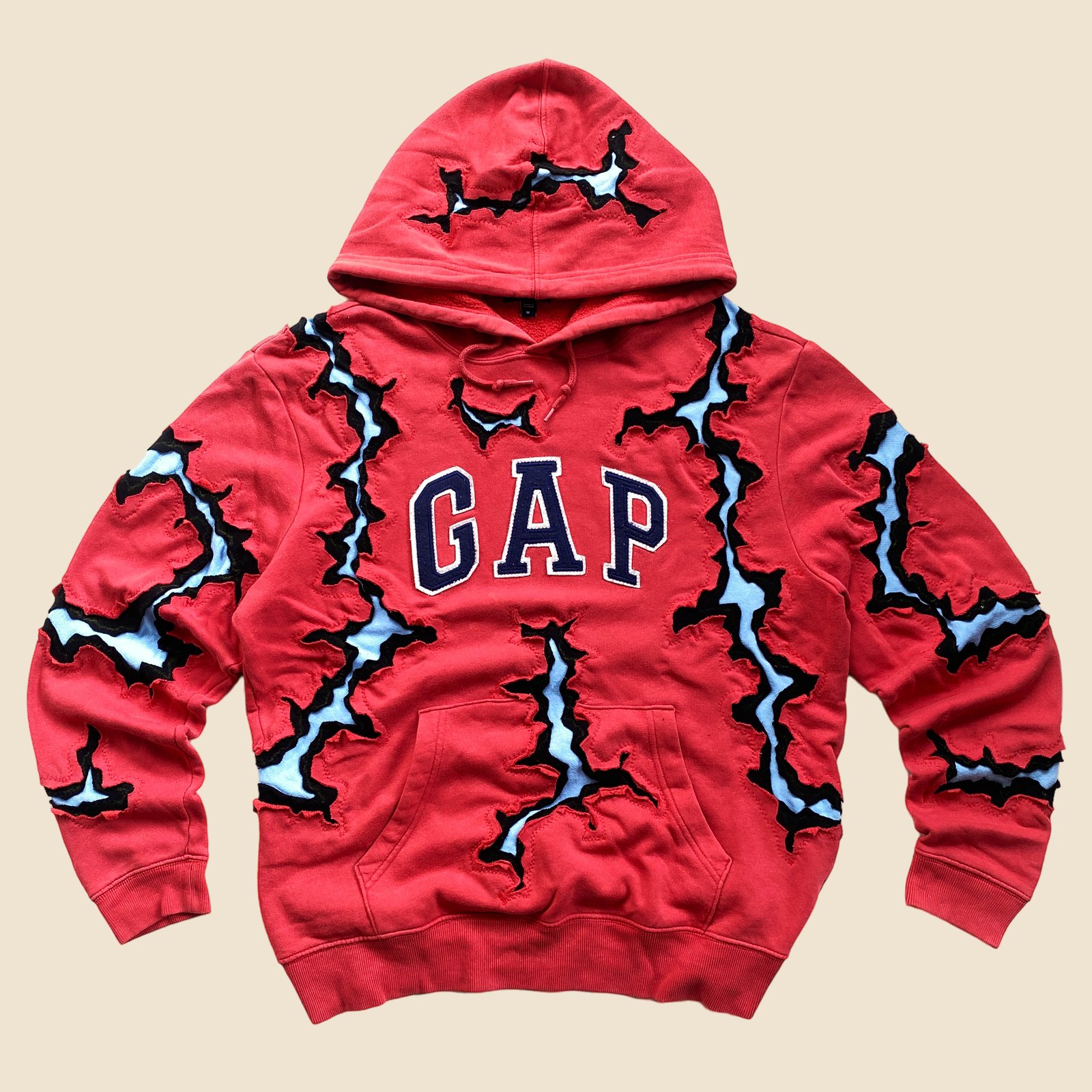 REWORKED RED GAP CRACKED HOODIE SIZE M konkrite market